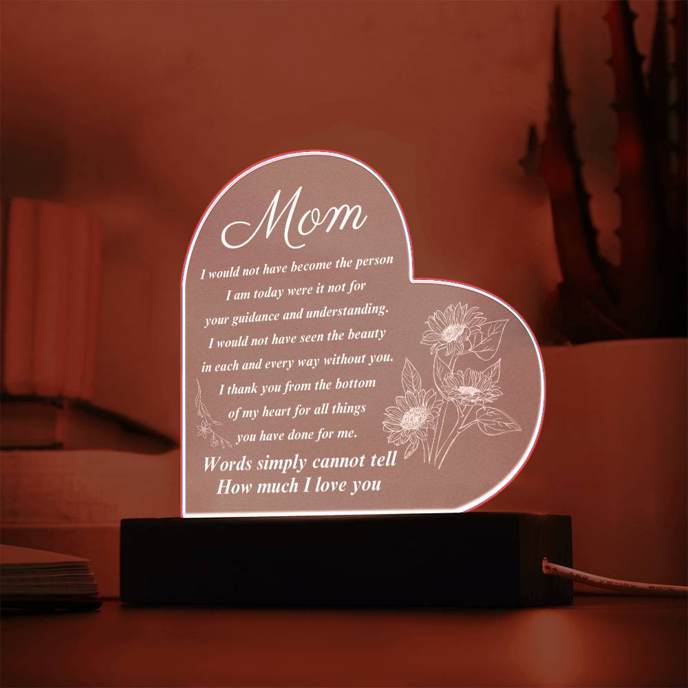 To My Mom | Printed Heart Acrylic Plaque