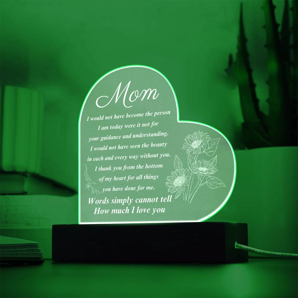 To My Mom | Printed Heart Acrylic Plaque