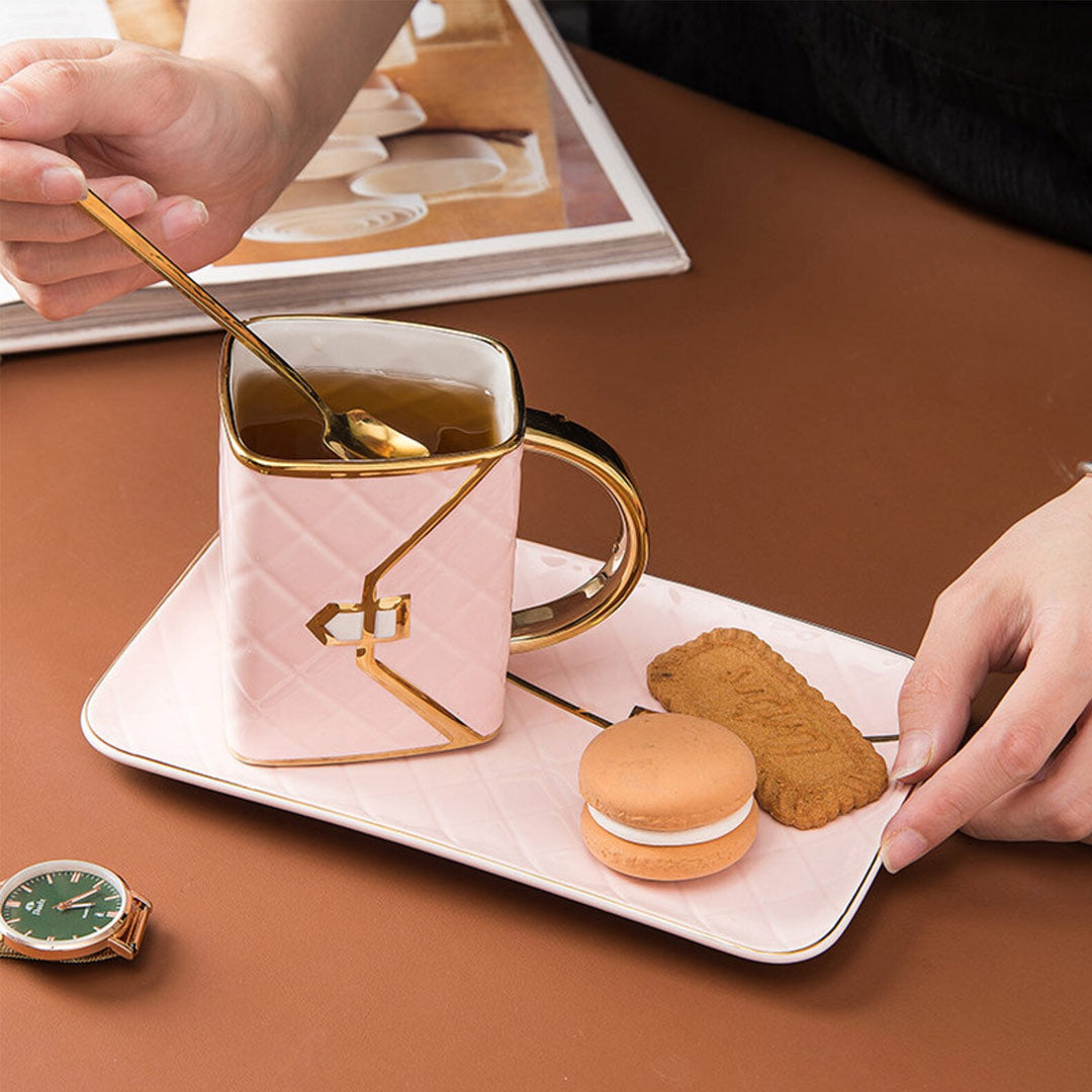 Chic Handbag Mug Set with Saucer