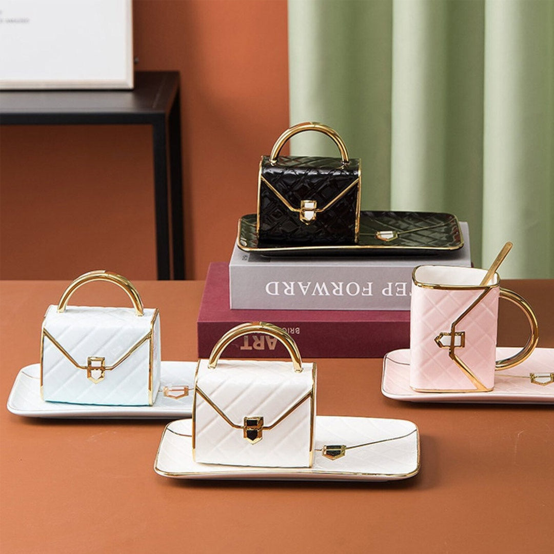 Chic Handbag Mug Set with Saucer