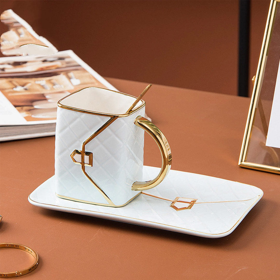 Chic Handbag Mug Set with Saucer