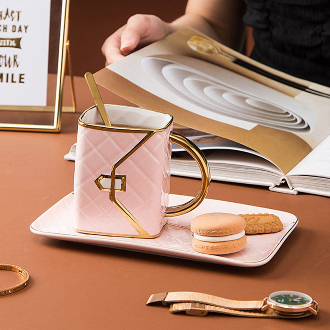 Chic Handbag Mug Set with Saucer