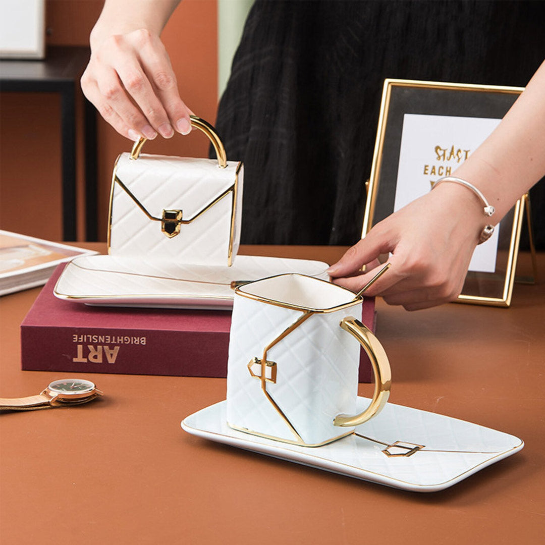 Chic Handbag Mug Set with Saucer