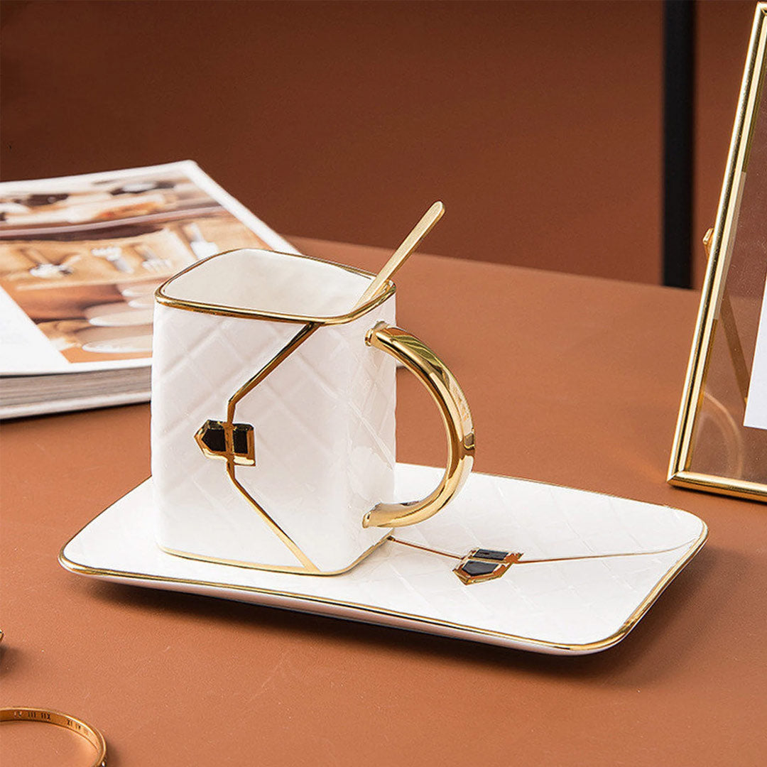 Chic Handbag Mug Set with Saucer