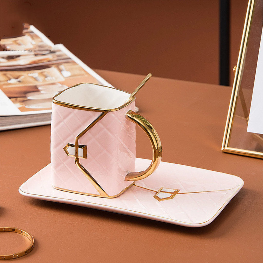 Chic Handbag Mug Set with Saucer
