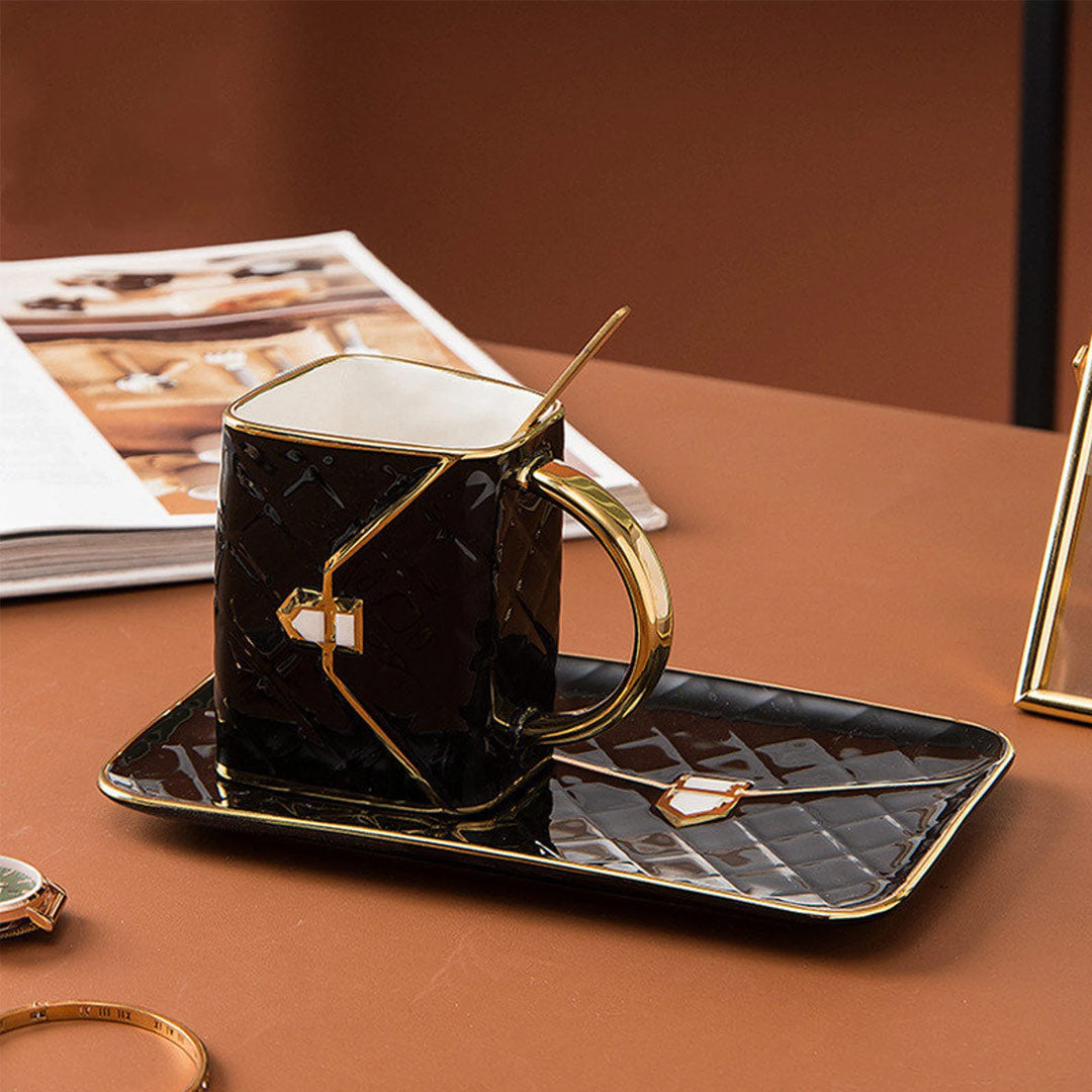 Chic Handbag Mug Set with Saucer
