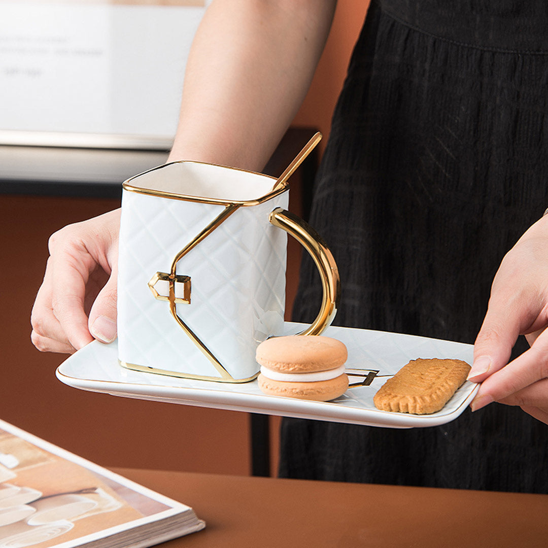 Chic Handbag Mug Set with Saucer