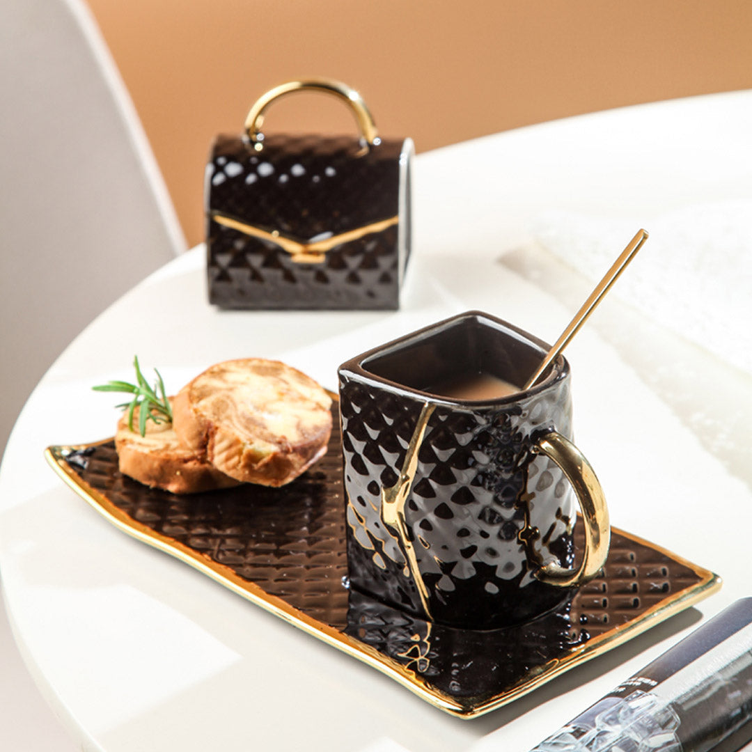 Chic Handbag Mug Set with Saucer