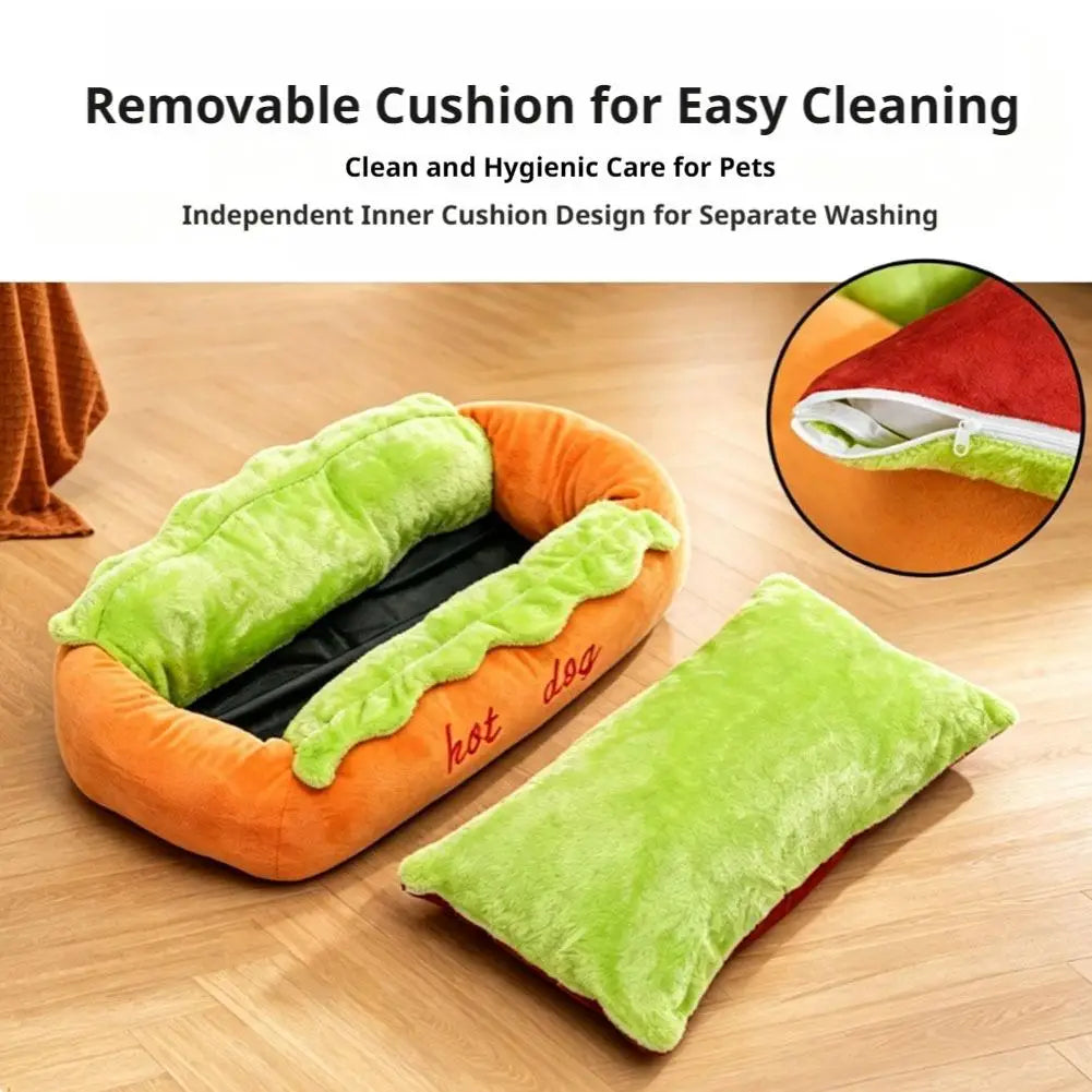Cozy Hot Dog Pet Bed