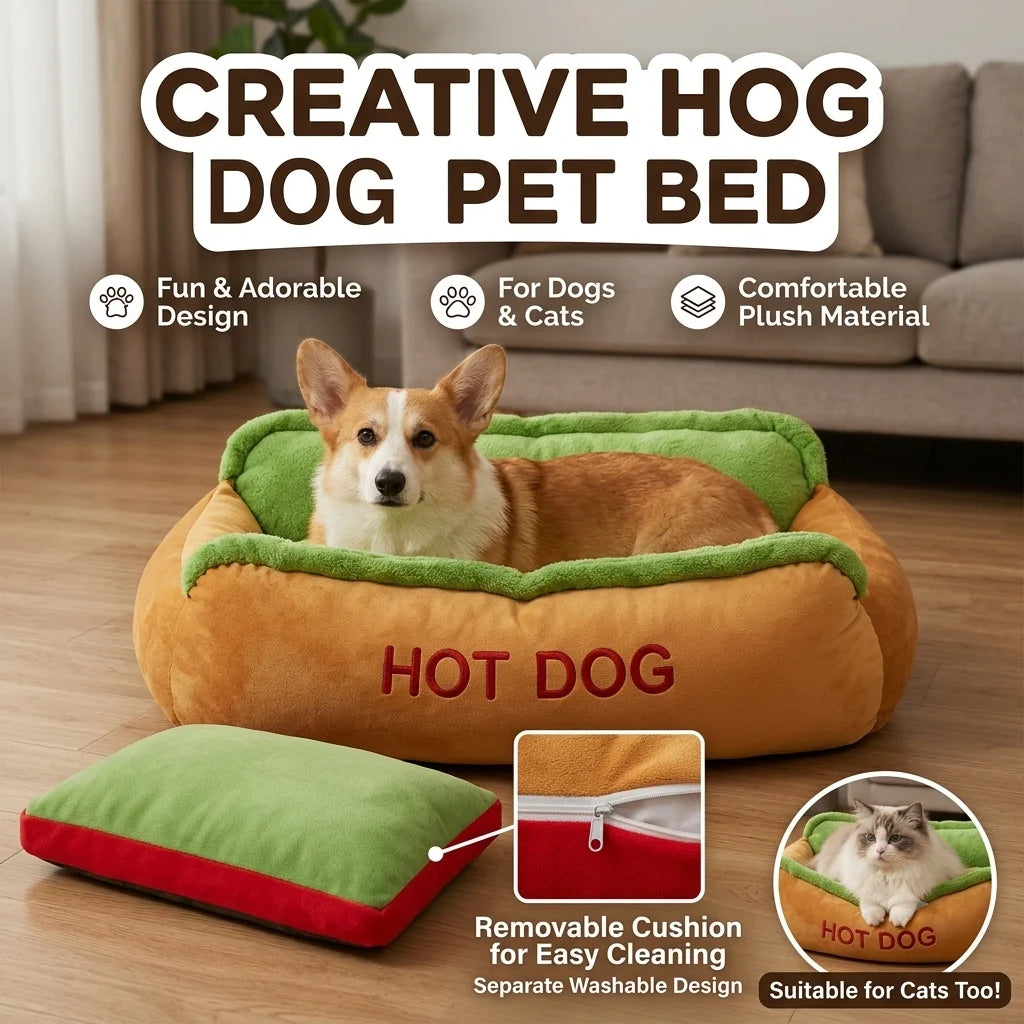 Cozy Hot Dog Pet Bed