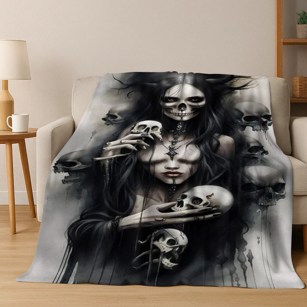Ghost Skull Flannel Throw